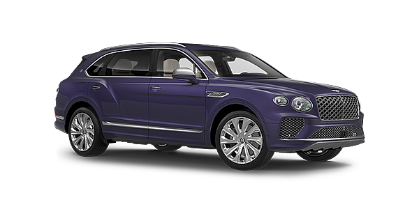 Bentley Kuwait Bentayga Extended Wheelbase Mulliner luxury SUV front three quarter in Tanzanite Purple paint