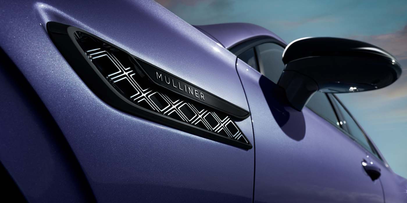 Bentley Kuwait Bentley Flying Spur Mulliner in Tanzanite Purple paint with Blackline Specification wing vent